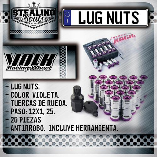 Volks | Lug Nuts | Tuercas Ruedas | Violeta | 12x1,25 | X20