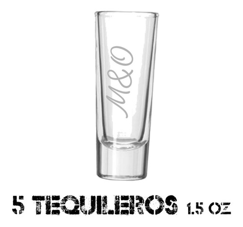 5 Tequileros Caballito Personalizados Esmerilado 1.5 Oz