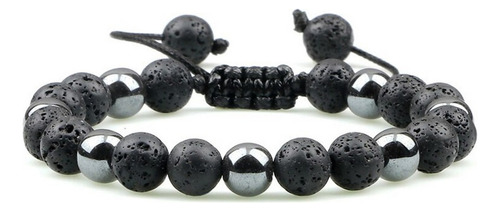 Pulsera Cuarzo Hematita- Piedra Volcanica + Estuche Gamushop