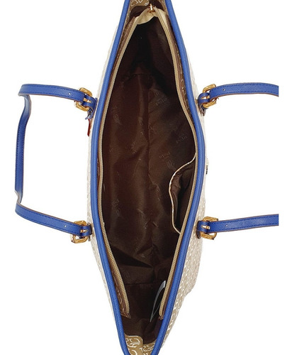 Imagen 6 de 7 de Bolsa Hpc Polo Tote Signature Beige Con Azul