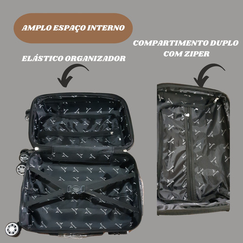 Mala De Viagem 23kg+kit Frasqueira Com Abs Rodinhas 360