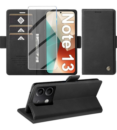 Flip Cover Billetera Para Xiaomi Redmi Note 13+mica Vidrio