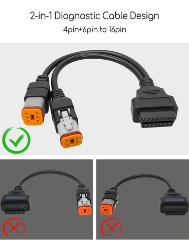 2-en-1 Para Harley-davidson 4-pin Y 6-pin A 16-pin Obd