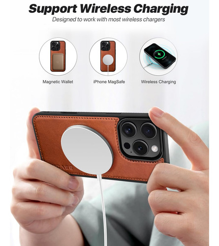 Capa Ocase Para iPhone 16 Pro Max, Carteira Removível Marrom