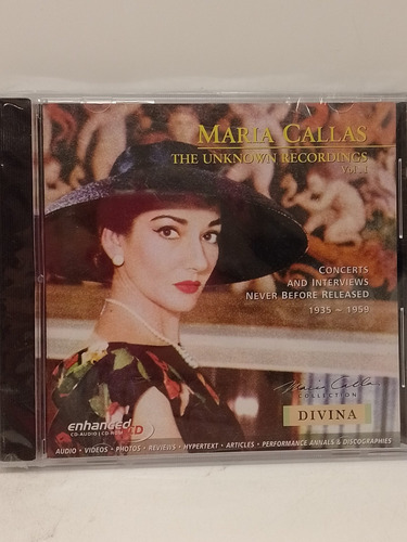 Maria Callas The Unknown Recordings Vol1 Cd Nuevo