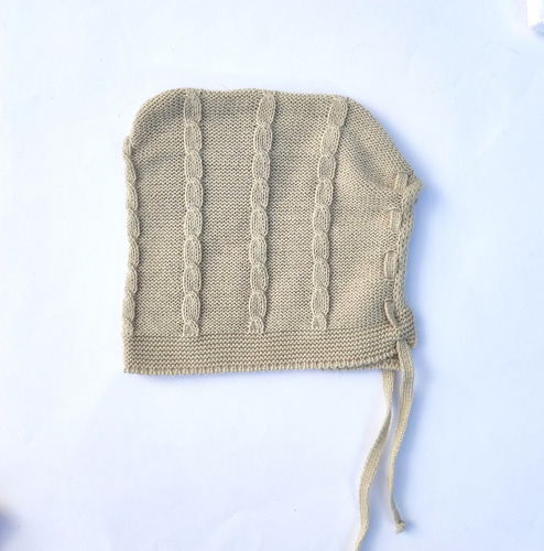Gorrito Capota Tejidos Bebe 0m A 6m Beige S Trenzas