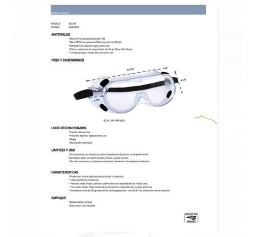 Lentes Googles Protectores Medico Seguridad Industrial