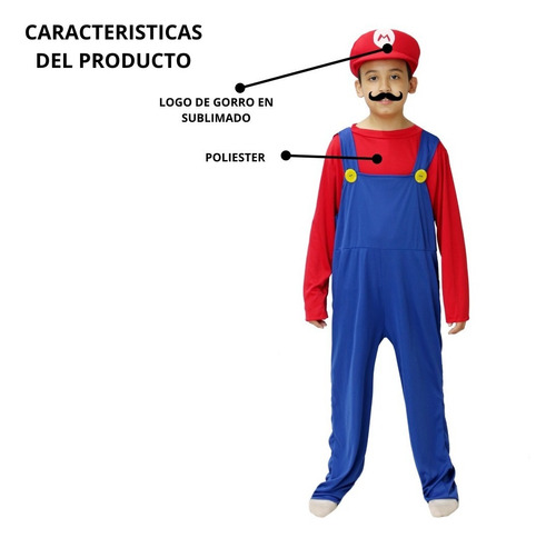 Imagen 4 de 10 de Disfraz De Mario Bros Niño