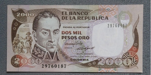 Billete De 2000 Pesos, 1986, Cuarta  Fecha Estado 9