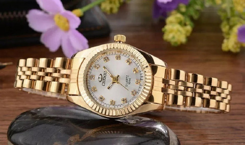 Relógio Dourado Feminino Chenxi Ouro Prova D'água Lindo