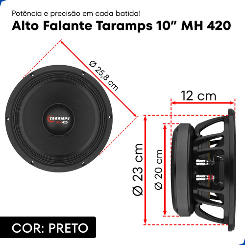 Alto Falante Subwoofer Taramps Mh 420 10 Pol 8 Ohms 420w Rms