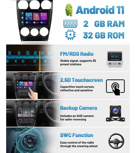 Radio Android Carplay 2+32 Mazda 6 2004-2009