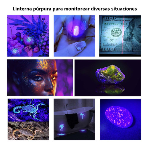 Zarlury Linterna Uv Negra Mini Led Lámpara Recargable,