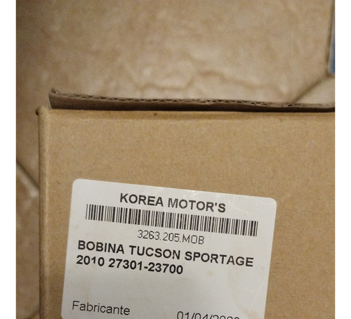 Bobina De Encendido Hyundai Elantra 2.0, Tucson 2.0 Sportage