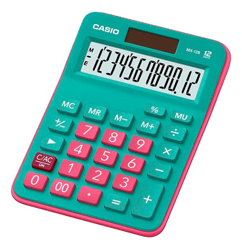 Calculadora Casio De Escritorio Rosada/verde Mx-12b Garantia