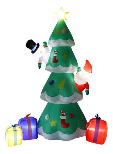 Árbol De Navidad Inflable De 7 Pies Con 2.1 Led Santa Clau 