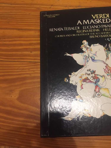 Verdi A Masked Ball Pavarotti Tebaldi Box London Lp Vinilo (Usado)