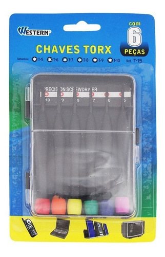 Chave Torx Western T-15 Com 6 Pçs T-5-6-7-8-9-10-15 - 16746