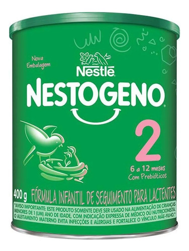 Fórmula infantil em pó sem glúten Nestlé Nestogeno 2 en lata de 8 de 400g - 6  a 12 meses