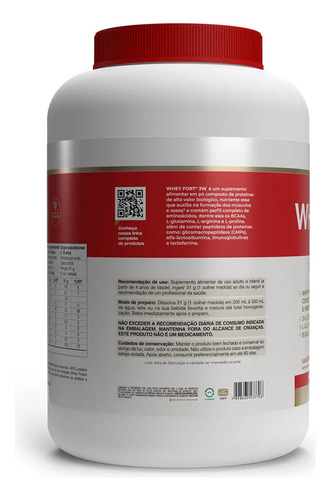 Kit 3 Whey Fort 3w Vitafor Multivitamínico Baunilha 1800g