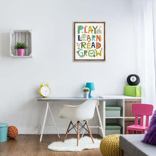Stupell Industries Play Learn Read Grow Tipografía Enmarcado
