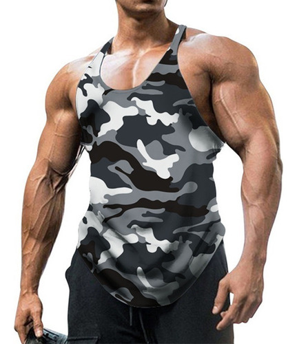 Chaleco De Deporte Y Fitness Para Hombre Estampado Camuflaje