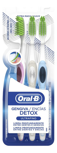 Cepillo de dientes Oral-B Gengiva/Encias Detox Ultrafino suave pack x 3 unidades