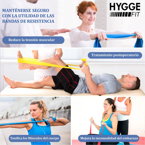 Imagen 7 de 10 de Banda Elástica Larga Látex Media Rehabilitación Yoga Fitness