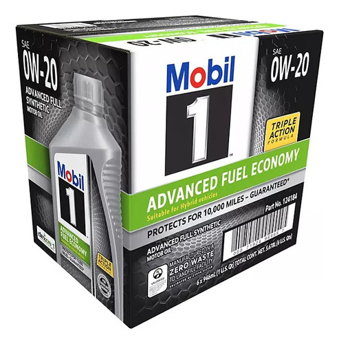 Aceite Mobil 1 Advanced 100% Sintetico Sae 0w20 6 Bote 946ml