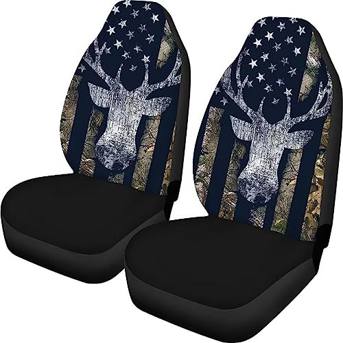 Fkelyi 2 Piece Car Front Seat Covers Camo Deer Hunting Ameri