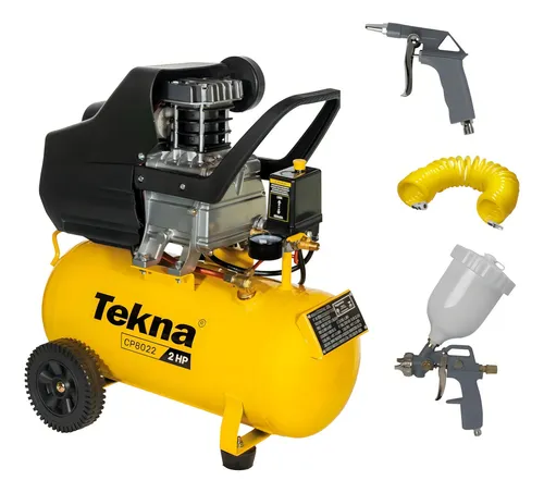 comprar Compressor De Ar Tekna CP8022 6,4 Pés 20l 2hp 116 Lbs Cp8022 Cor Amarelo Fase elétrica Monofásica 110V