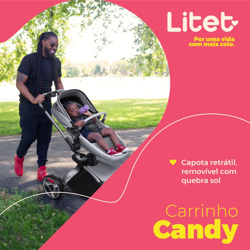 Carrinho Passeio Moisés 0-15 Kg Candy Titanium Litet - Bb185 Cor Cinza