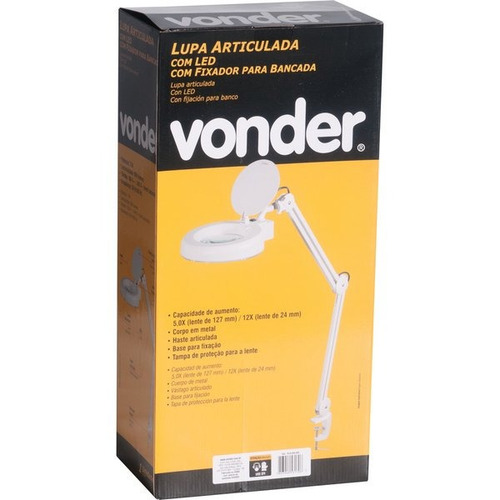 Imagem 4 de 5 de Lupa Articulada Led Bivolt Fixador Bancada Vonder Zoom 12x