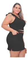 Comprar Conjunto Blusa Cropped + Short Saia Moda Plus Size Elastano
