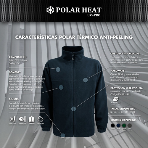 Imagen 7 de 9 de Chaqueta Polar Hombre Grueso Térmico Anti-peeling