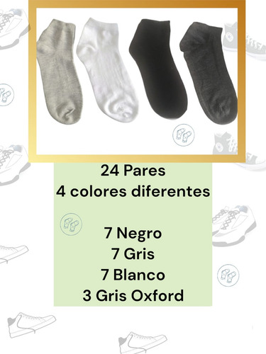 Tin 24pz Hombre Paquete Calcetín Corto Tines Blanco Gris