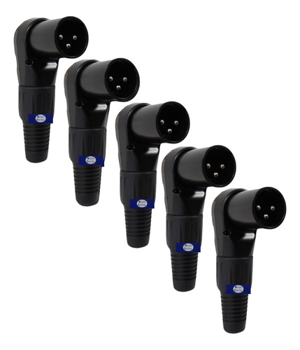 Plug Canon Xlr 3puntas Harden Pl-1570 Forma L 5pz Negro