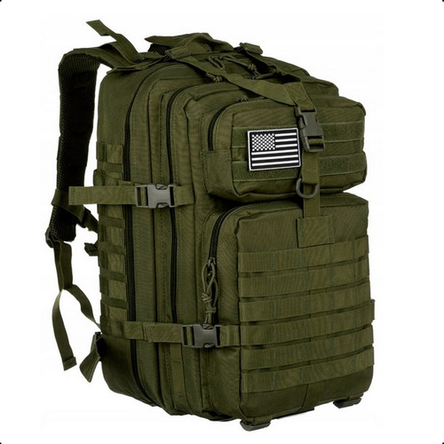 Mochila Tática Impermeável 50 Litros Cor Preto Black Patch Cor Verde Liso Desenho Do Tecido Escura V Camuflada