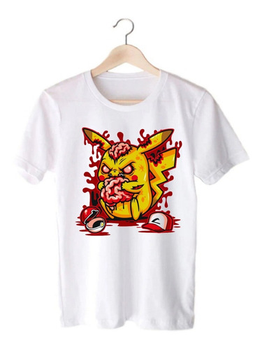 Remera Blanca Pokemon - Pikachu Cerebro - Anime