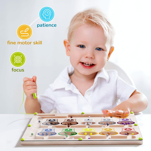Magnético Color Y Laberinto De Números, Montessori Wooden Ma
