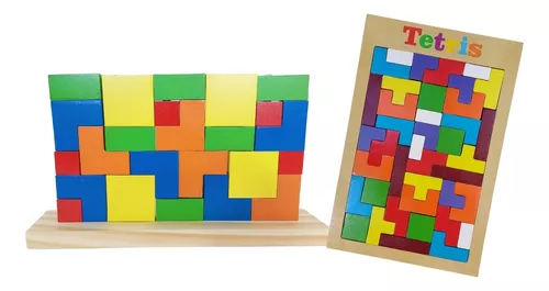 Brinquedo Tetris De Madeira Jogo Educativo Quebra Cabeça - Novo