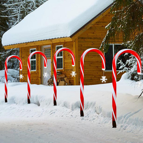 Luces Navideñas Solares Led Con Forma De Bastón De Caramelo