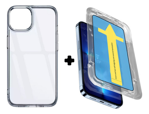 Super Glass Vidrio Full 9d + Case Transparente Para iPhone