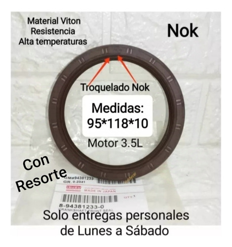 Estopera Cigueñal Trasera Luv-dmax Motor 3.5 05/08 Vitón