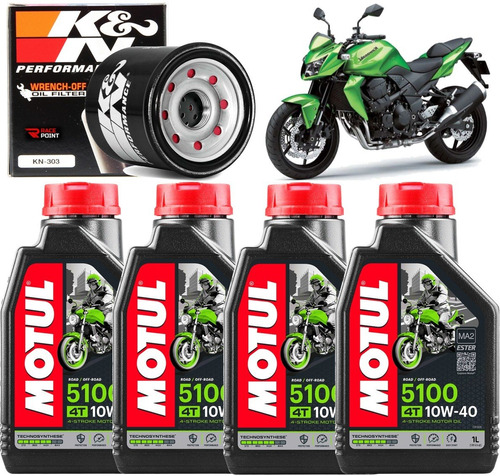 Kit Troca De Oleo Motul 5100 10w40 Filtro Oleo Kawasaki Z750