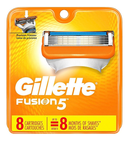 Carga Refil Gillette Fusion 5 Com 8 Cartuchos Importado Usa
