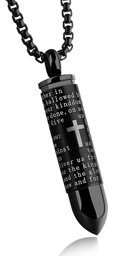 Liantsh Lords Prayer Cross Bullet Colgante Acero Inoxidable 