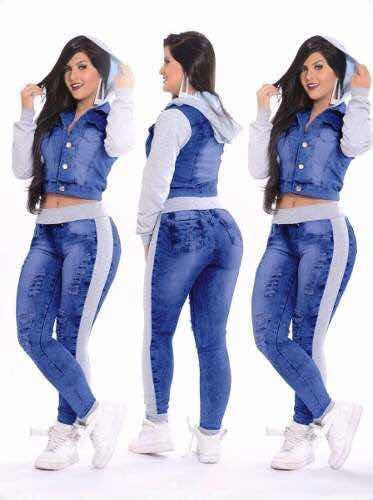 calça jeans com moletom feminina