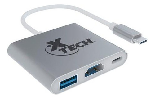 Adaptador Multipuerto Xtech Usb-c 3 En 1 Hdmi Usb-a Gris