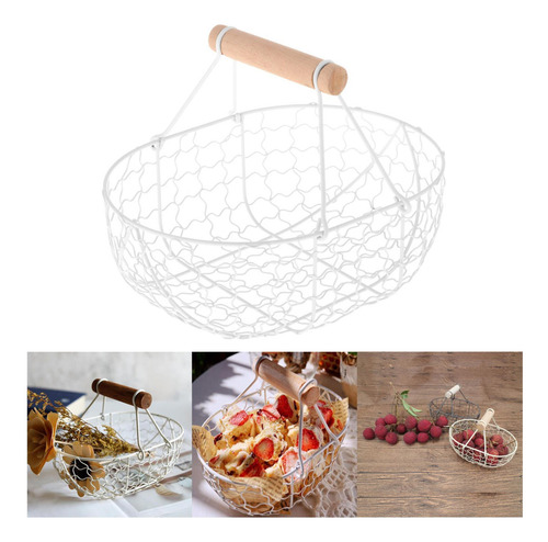 For Cesta De Frutas Con Mango De Madera Adorno Decorativo